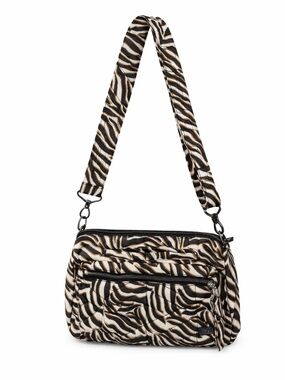 Lug Quilted Crossbody Bag Zebra Print Multi Pocket Lightweight Travel Purse